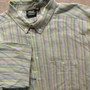 WESC Short Sleeve Button Up Collared Shirt Mens‎ XXL Multicolor VERTICAL Striped
